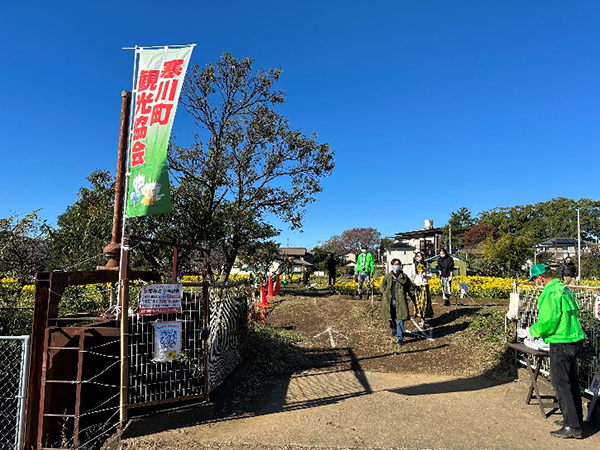 「冬のひまわり摘み取り体験会」会場入り口